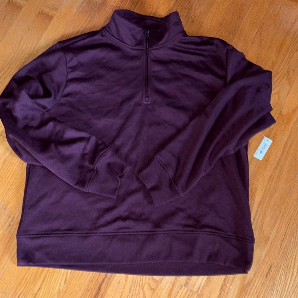 Men’s long sleeve quarter zip sweatshirt burgundy size XL, Amazon Essentials